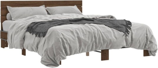 Sengeramme brun eik 160x200 cm konstruert tre og metall 8721102614378