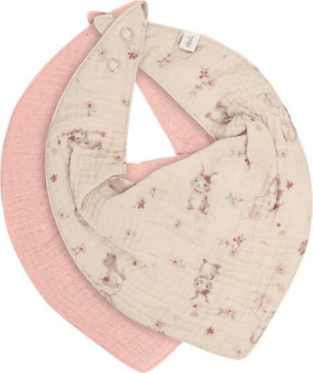 Pippi Bib Muslin W. Aop 2-Pack Pink One Size