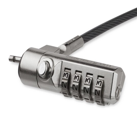 STARTECH Laptop Cable Lock - Swivel Hinge - 2 m Steel Cable - 4-Digit Combination Lock - Locking Security Cable