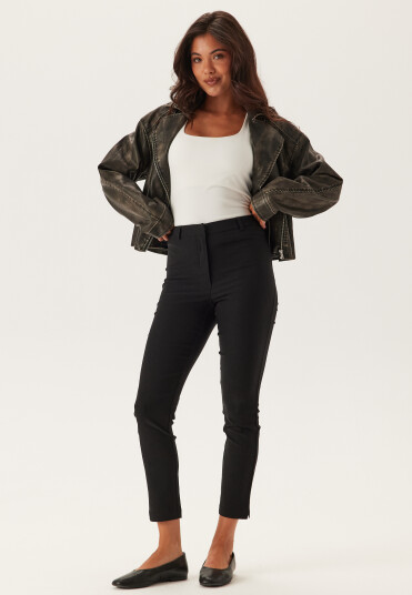 Bubbleroom High Waist Stretchy Cropped Slit Trousers Black 40 x 70