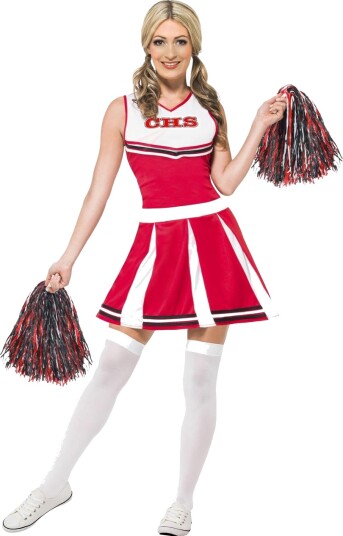 Cheerleader Kostyme i Rødt og Hvitt Strl XS Cheerleader Kostyme i Rødt og Hvitt Strl XS