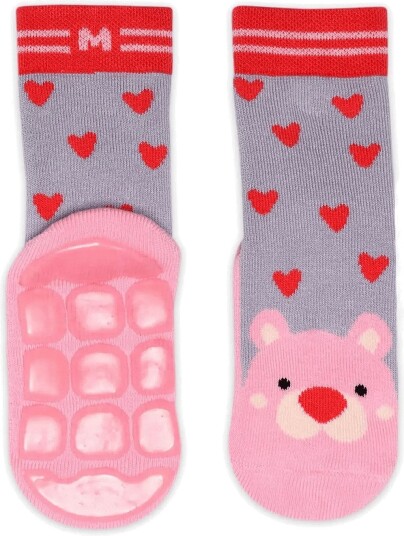 Melton Pink Bear Socks Anti Slip DAYBREAK 20/22