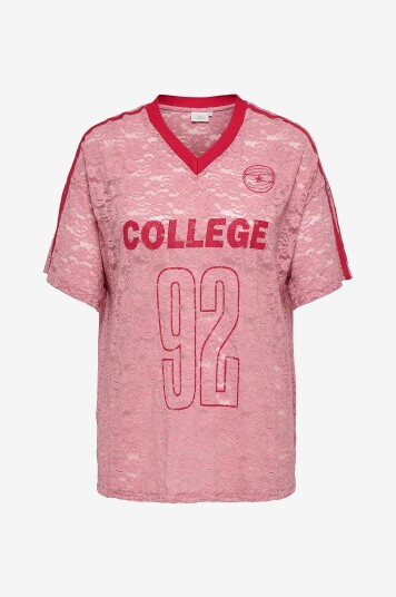 Only Carmakoma   Topp carKia S/S O neck Lace Tee Jrs   Rosa