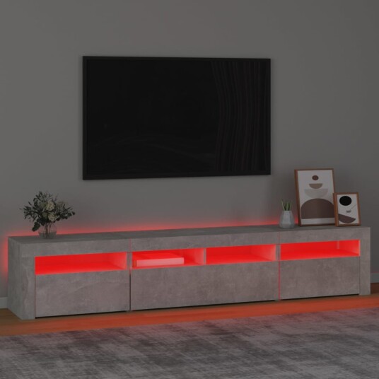 vidaXL TV-benk med LED-lys betonggrå 210x35x40 cm vidaXL TV-benk med LED-lys betonggrå 210x35x40 cm