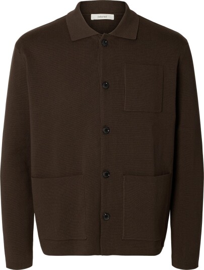 Selected Slmmike Light Polo Cardigan Noos Brown XXL