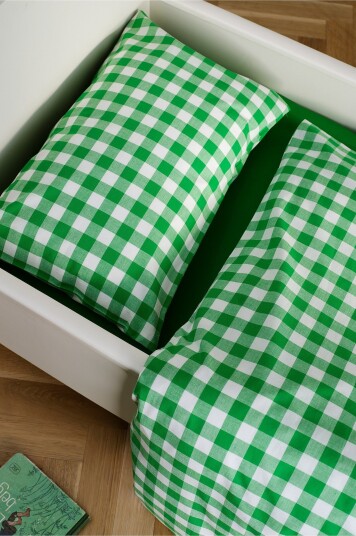 Jotex 100x130 Cm Dynetrekksett Barneseng Limegrønn/naturhvit LAUREN 22451070182