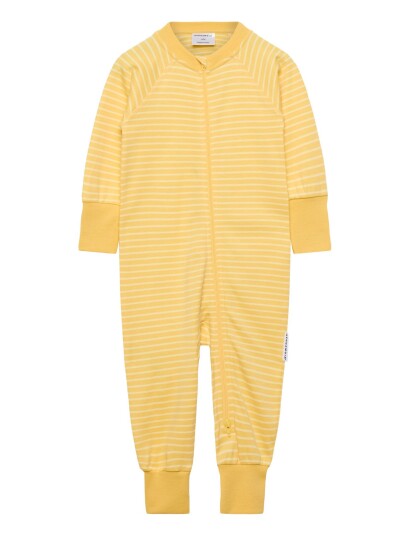 Geggamoja Pyjamas Two Way Zipper Striped   Yellow   86/92