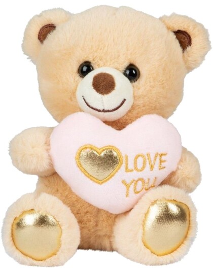 Love you Sittende Teddybjørn Bamse med Hjerte 15 cm