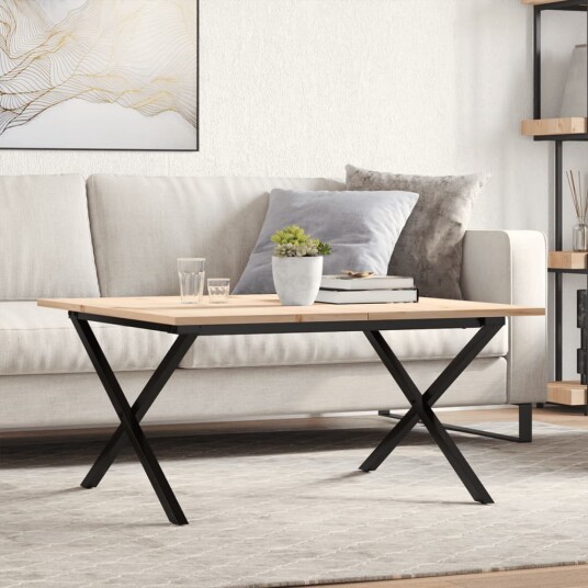  Salongbord X-ramme 90x90x45 cm heltre furu og støpejern 3282687