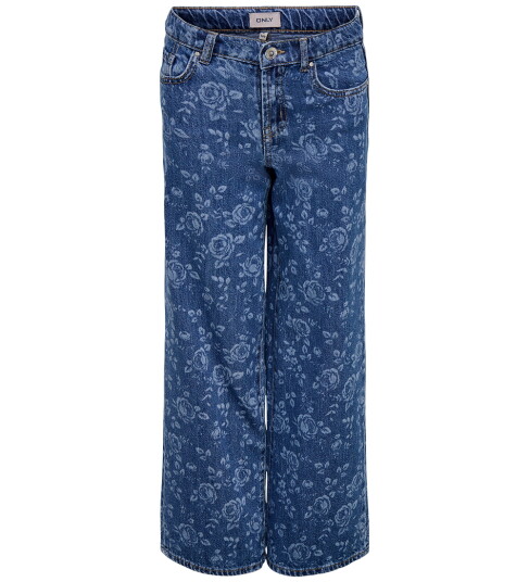 Kids Only Jeans KogHope Medium+ Blue Denim m. Blomster 10 år 140 Jeans Blå