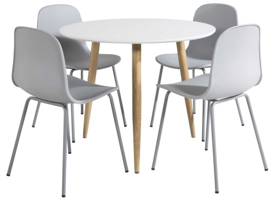Venture Design Polar & Arctic spisegruppe Hvit/grå 4 st stoler & bord 90 cm