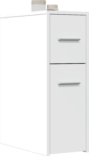 Vidaxl Smalt baderomsskap med hjul hvit konstruert tre 855277 Vidaxl Smalt baderomsskap med hjul hvit konstruert tre 855277