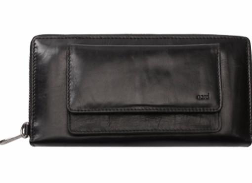 Nord Leather Stor dame clutch med speil + IPhone lomme Svart