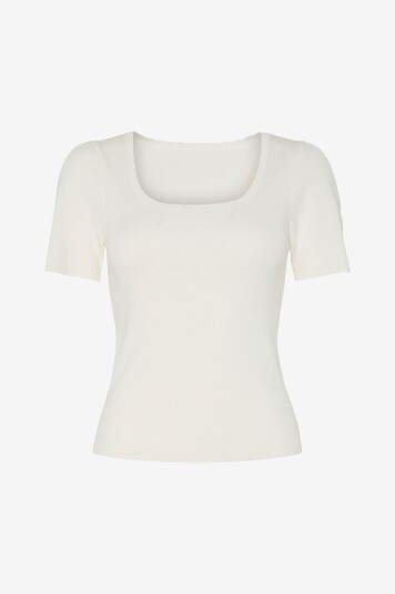 Pieces Topp pcJuline SS Rev Knit Hvit Pieces Topp pcJuline SS Rev Knit Hvit