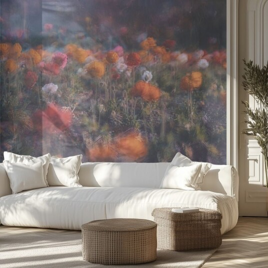 Tapet Uklart Blomstereng Tapet Uklart Blomstereng