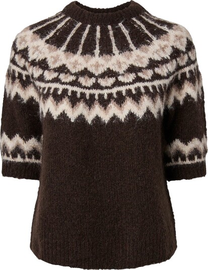 YAS Yasdomina Ss Wool Blend Knit Pullover S.   Brown   M