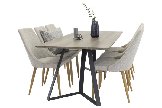 Venture Home Spisegruppe Granville 180 cm Rektangulær med 6 Mues Stoler Svart
