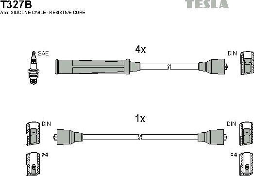 Tennplugg kabelsett TESLA T327B