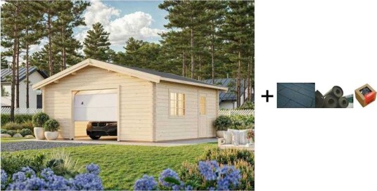 Garasjebod Palmako Roger 27,7 m2 med Leddport med Shingel, Papp og Spiker
