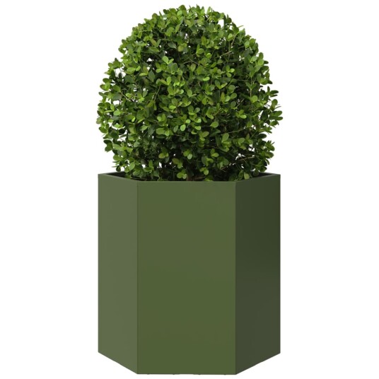 Plantekasser 2 stk svart sekskantet 46x40x45 cm stål