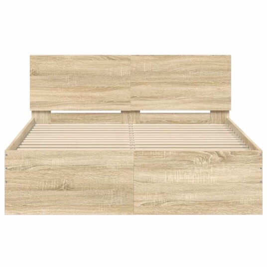 vidaXL Sengeramme med hodegavl sonoma eik 135x190 cm 8721012247239