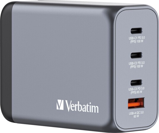 Verbatim 200W GaN Mobillader med 4 USB-A/C Porter Quick Charge 3.0 Verbatim 200W GaN Mobillader med 4 USB-A/C Porter Quick Charge 3.0