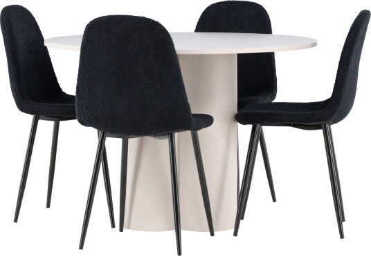 Olivia Spisegruppe 110 cm Rund med 4 Polar stoler   Beige/Svart