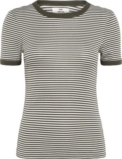 Mads Nørgaard Grace Jersey Stripe June Tee Khaki green M