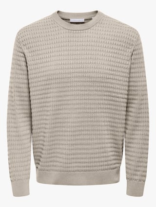Only & Sons Berry Regular Long Sleeve Crew Knit Beige XL Only & Sons Berry Regular Long Sleeve Crew Knit Beige XL