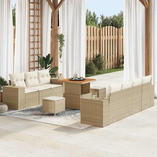 Hagesofa Set 10 pcs Beige polyrotting
