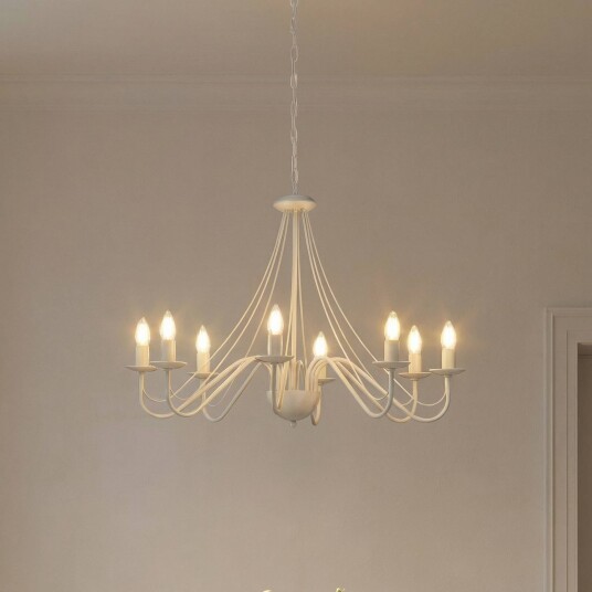 Lysekrone Malbo hvit metall 8 lyskilder E14 Malbo HELAM dimbar Hvit / opal Stue / spisestue Metall Moderne