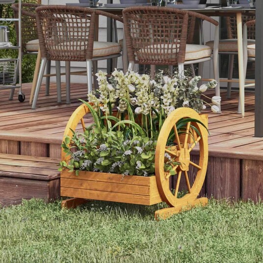 Værbestandig blomsterkasse av gran med drenering
