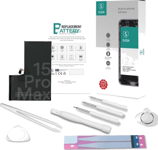 SiGN komplett batteribyttesett – iPhone 15 Pro Max