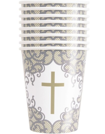 8 stk Flotte Pappkrus med Gullkors 270 ml Gold Cross