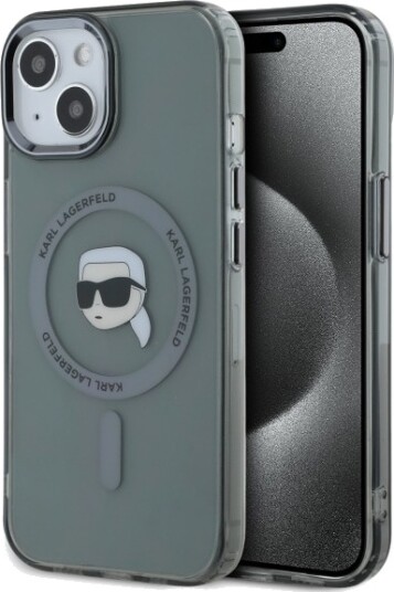 Karl Lagerfeld iPhone 15 6,1" Hardcase IML Metall med MagSafe - Svart