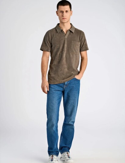 Lindbergh Towel V Neck Polo S/S Brown S Lindbergh Towel V Neck Polo S/S Brown S