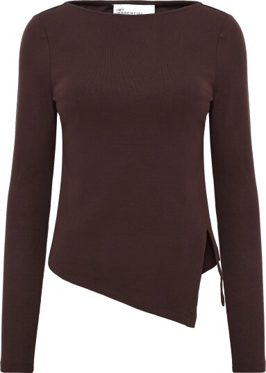 My Essential Wardrobe Mwnupti Asymmetric Blouse   DARK BROWN   XS