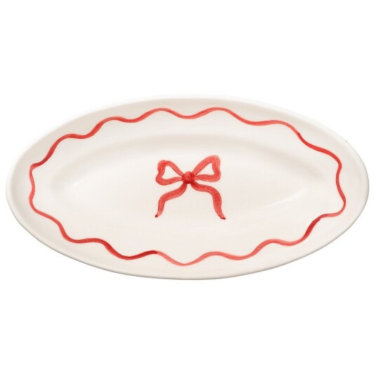 Pick A Poppy Bow Serveringsfat 26 cm Vinrød