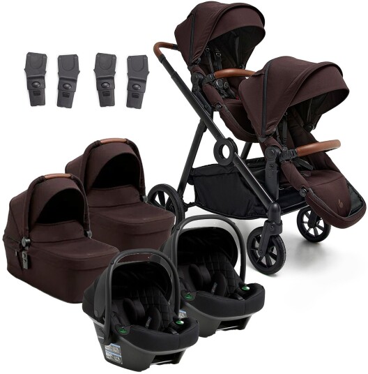 Beemoo Pro Multi 2 Tvillingvogn inkl. Route i-Size Babybilstol Espresso Brown/Black Stone