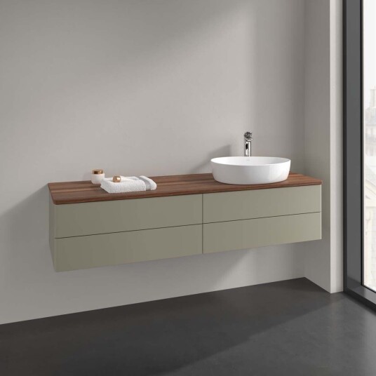 Villeroy & Boch  Antao Servantskap med 4 skuffer 160x50x36 cm u/lys Steingrå/Valnøtt