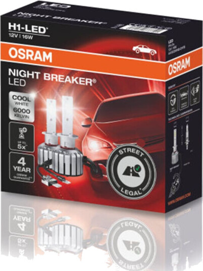 Osram Night Breaker H1 LED LED, H1, Godkjent LED pære, 2stk Osram Night Breaker H1 LED LED, H1, Godkjent LED pære, 2stk