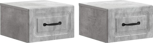  Vegghengt Nattbord med skuff 2 pcs Betonggrå 34,5 x 33 x 20 cm