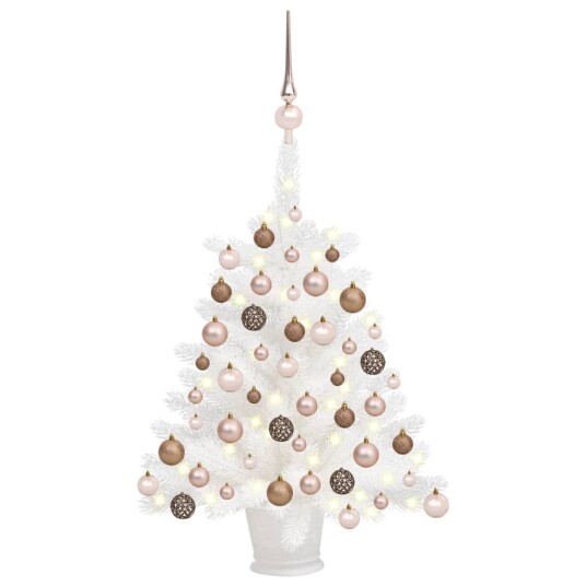 vidaXL Kunstig juletre med LED og kulesett 65 cm hvit
