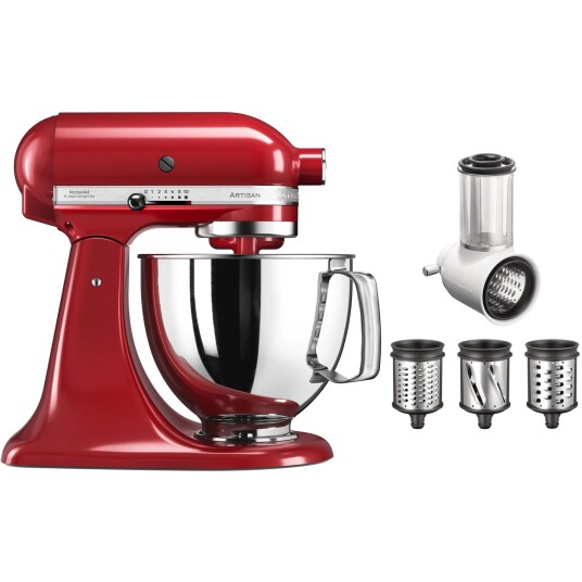 KitchenAid Artisan KSM125EER kjøkkenmaskin 4,8 liter + 5KSMVSA grønnsaksskjærer KitchenAid Artisan KSM125EER kjøkkenmaskin 4,8 liter + 5KSMVSA grønnsaksskjærer