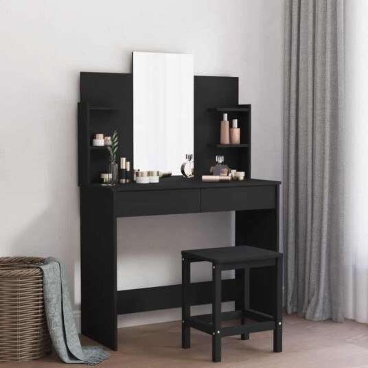 Sminkebord med speil svart 96x39x142 cm 8721012134119 Sminkebord med speil svart 96x39x142 cm 8721012134119