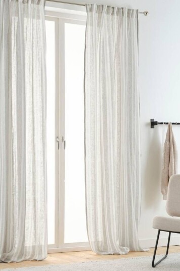 Jotex YLVA gardin med multifunksjonsbånd 2-pk Grå/naturhvit 1639886-01-250 1639886-01-300