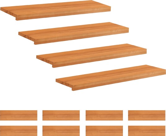 vidaXL Trappetrinn 12 stk. 100 x 30 x 2 cm Lys Brun Massiv bøketre