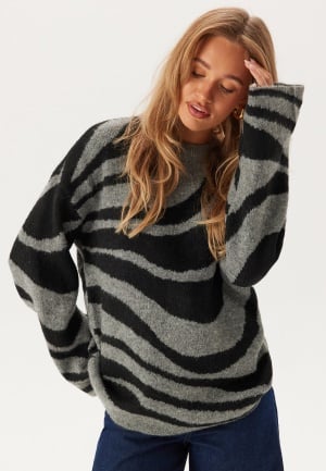 Object Collectors Item Objdiana Lo L/S KNIT PULLOVER Black Pattern:zebra Desert T L/XL Object Collectors Item Objdiana Lo L/S KNIT PULLOVER Black Pattern:zebra Desert T L/XL