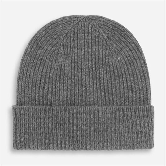 Joshua Ellis Rib Knit Cashmere Beanie Hat Grey Joshua Ellis Rib Knit Cashmere Beanie Hat Grey