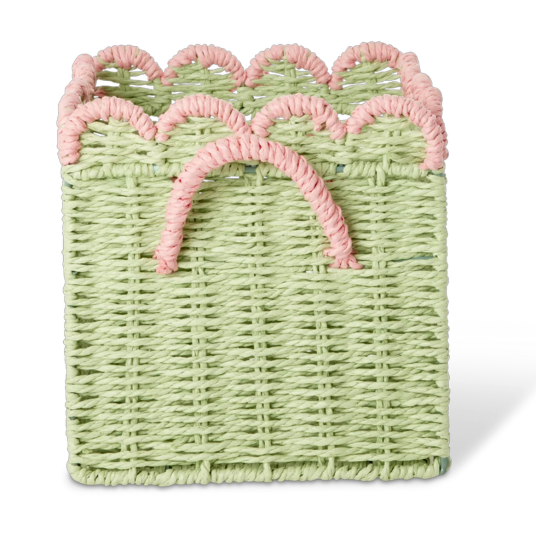 Rice Paper Rope Kurv Sammenleggbar Med Skjellformede Kanter 20 cm Grønn / Rosa Rice Paper Rope Kurv Sammenleggbar Med Skjellformede Kanter 20 cm Grønn / Rosa